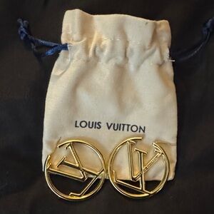 Louis Vuitton Gold Circular Logo Earrings